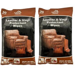 Smart Home Leather & Vinyl Cleaning Protectant Wipes, 60 Count